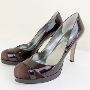 ‎Marc Fisher Brown Patent/Suede Platform Heels